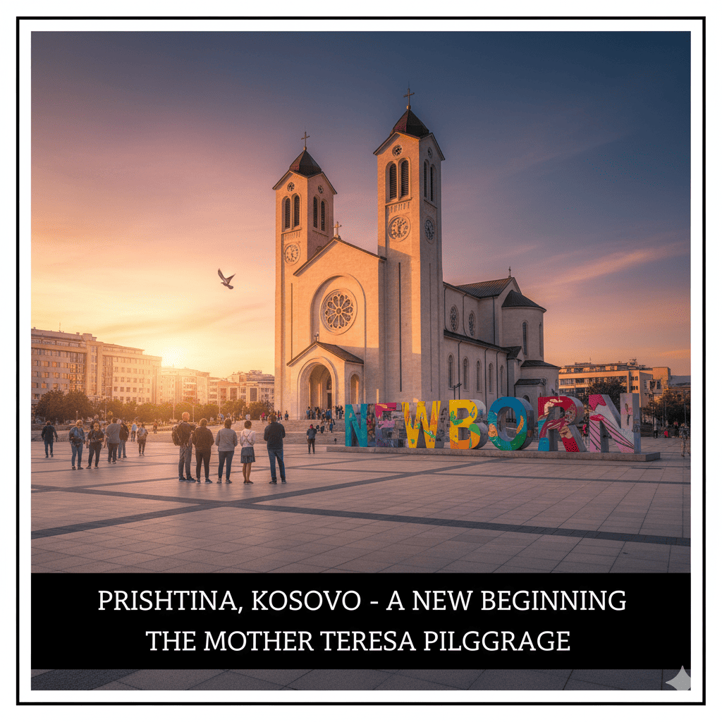 Pristina - Mother Teresa Cathedral and Newborn Monument